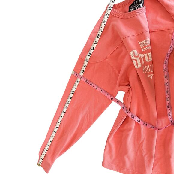 Stussy Athletics Vintage Crown Logo Boxy Oversized Sweatshirt Coral White Small - Picture 13 of 16